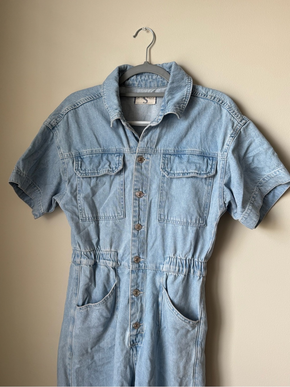 We The Free Free People Marci Coverall Denim Jumpsuit Light Wash Blue Small